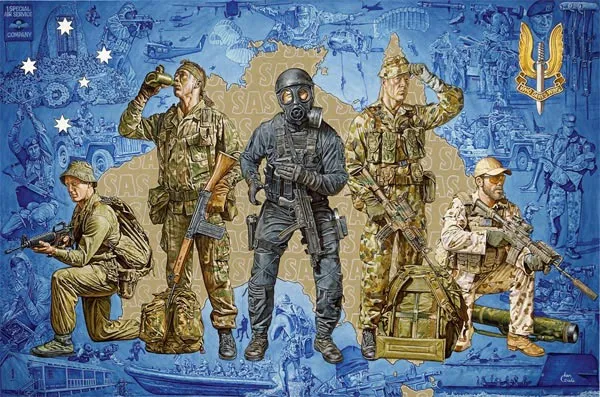 The Australian SAS (Golden Jubilee 2007) - Oil on canvas by Ian Coate