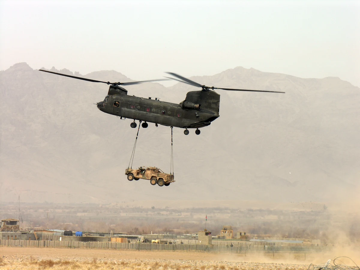 Helicopter carrying truck